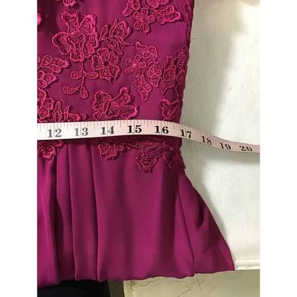 MOTHER OF THE BRIDE 12 L magenta purple embroidered lace up maxi dress NEW B55 - Picture 5 of 7
